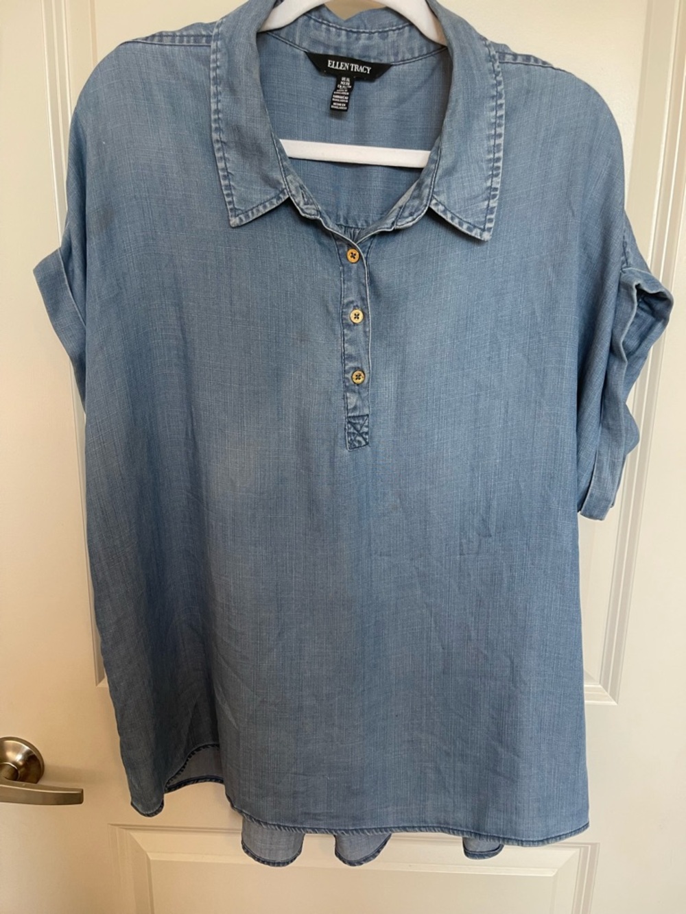 Ellen Tracy Light Blue Chambray Button-Front Shirt
